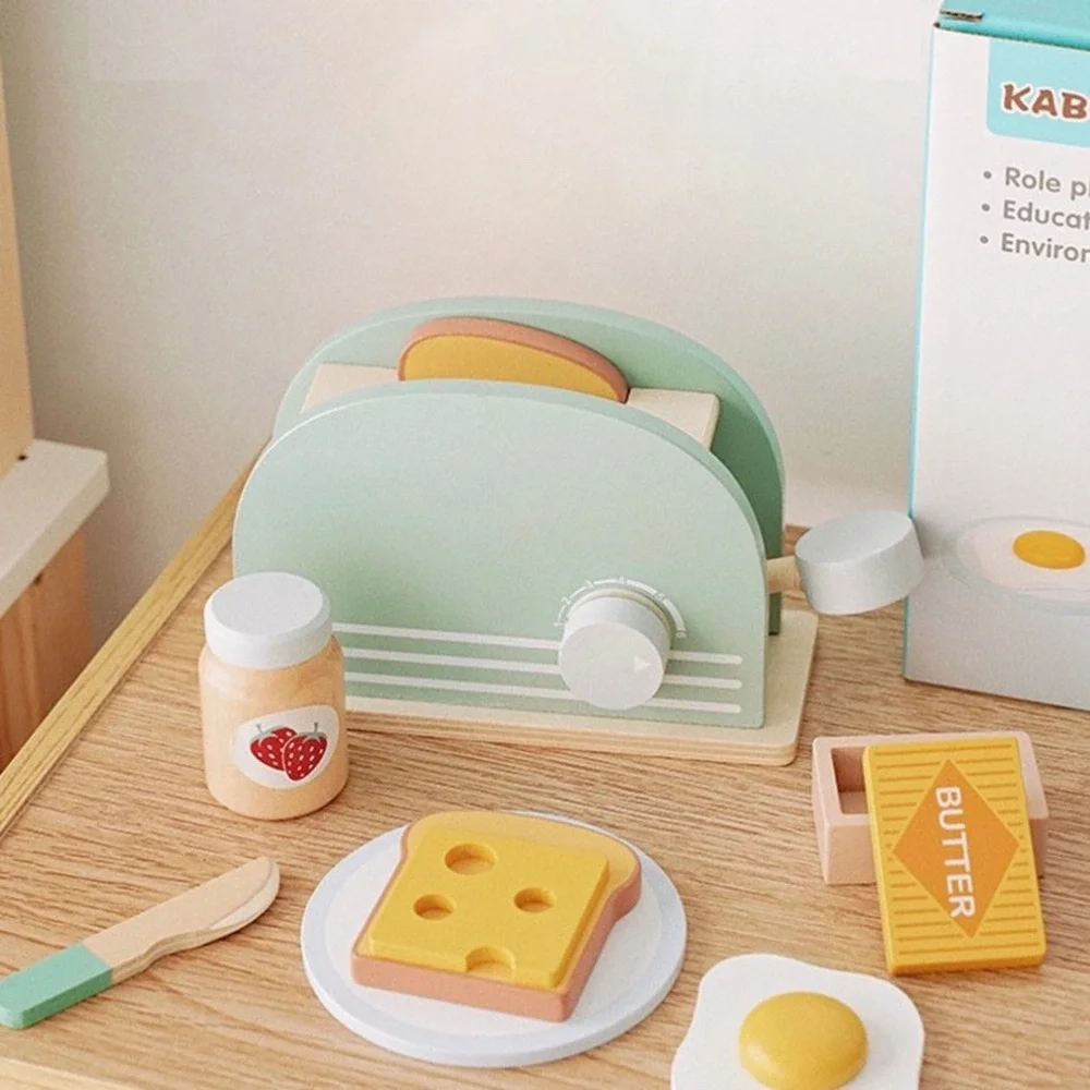Wooden Toy-Pop‎ up Toaster Play Kitchen Playset (11 pieces)